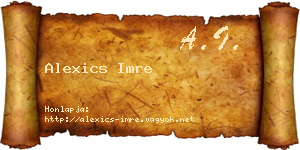 Alexics Imre névjegykártya